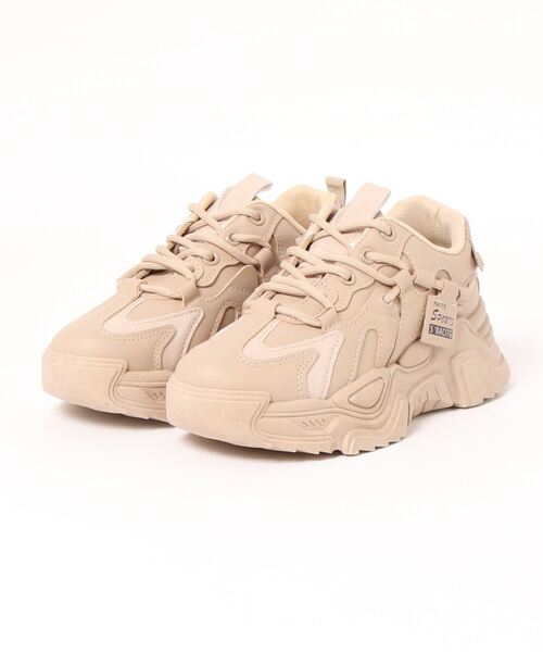 【hygge】Melissa LACE UP 厚底 セール】シューレース付き メッシュ ドッキング 厚底 スニーカー