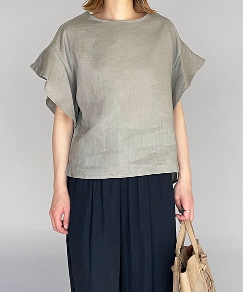 PICCIN(ピッチン)の「フレンチリネンブラウス(シャツ/ブラウス・レディース・オフホワイト/ブラック/グレイッシュベージュ/カーキ/ブルー系その他・M/L)」の4枚目の写真