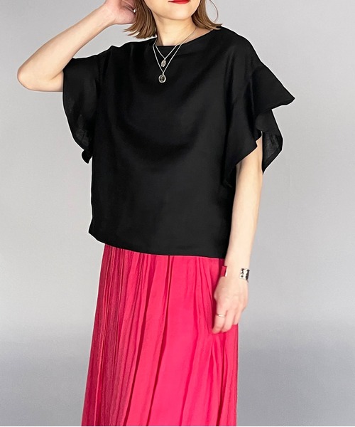 PICCIN(ピッチン)の「フレンチリネンブラウス(シャツ/ブラウス・レディース・オフホワイト/ブラック/グレイッシュベージュ/カーキ/ブルー系その他・M/L)」の3枚目の写真