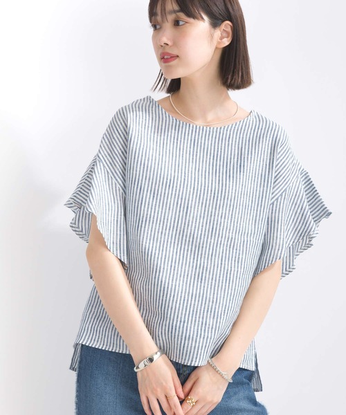 PICCIN(ピッチン)の「フレンチリネンブラウス(シャツ/ブラウス・レディース・オフホワイト/ブラック/グレイッシュベージュ/カーキ/ブルー系その他・M/L)」の6枚目の写真