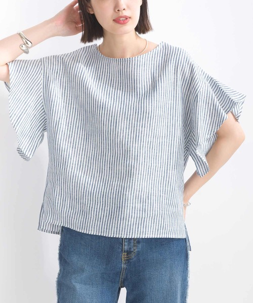 PICCIN(ピッチン)の「フレンチリネンブラウス(シャツ/ブラウス・レディース・オフホワイト/ブラック/グレイッシュベージュ/カーキ/ブルー系その他・M/L)」の10枚目の写真