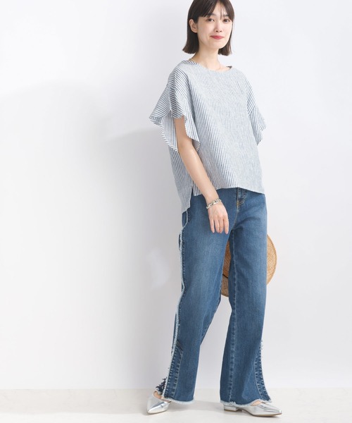 PICCIN(ピッチン)の「フレンチリネンブラウス(シャツ/ブラウス・レディース・オフホワイト/ブラック/グレイッシュベージュ/カーキ/ブルー系その他・M/L)」の12枚目の写真