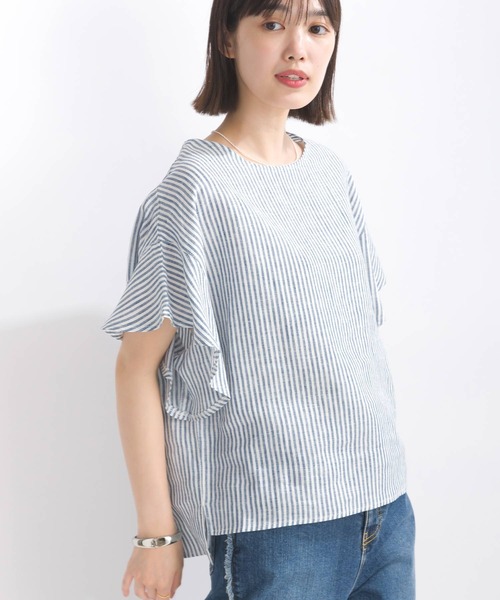 PICCIN(ピッチン)の「フレンチリネンブラウス(シャツ/ブラウス・レディース・オフホワイト/ブラック/グレイッシュベージュ/カーキ/ブルー系その他・M/L)」の9枚目の写真