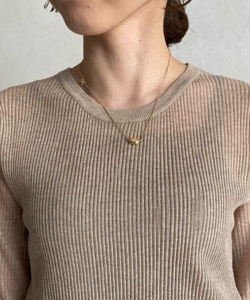 CAPRICIEUX LE'MAGE（カプリシューレマージュ）の「シアーリブハーフスリーブプルオーバー（ニット/セーター・レディース・ホワイト系その他/ブラック/ベージュ/グリーン・FREE）」の8枚目の写真