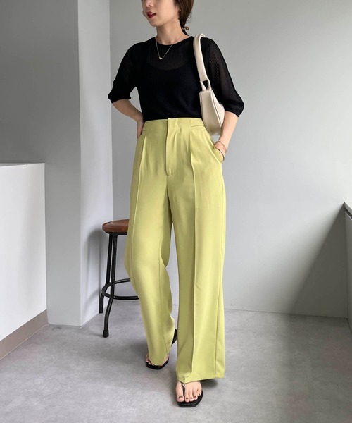 CAPRICIEUX LE'MAGE（カプリシューレマージュ）の「シアーリブハーフスリーブプルオーバー（ニット/セーター・レディース・ホワイト系その他/ブラック/ベージュ/グリーン・FREE）」の15枚目の写真