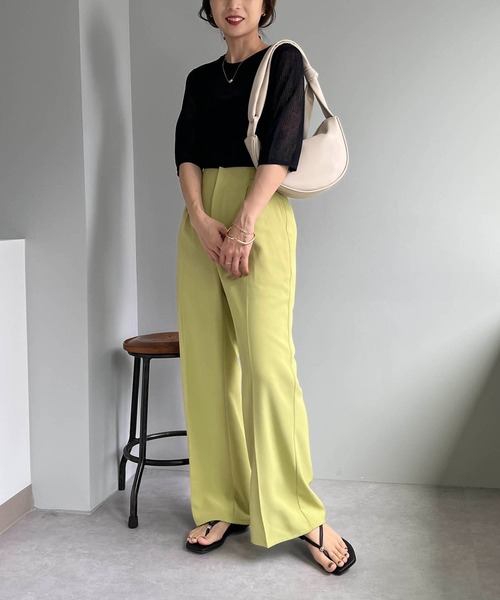 CAPRICIEUX LE'MAGE（カプリシューレマージュ）の「シアーリブハーフスリーブプルオーバー（ニット/セーター・レディース・ホワイト系その他/ブラック/ベージュ/グリーン・FREE）」の18枚目の写真