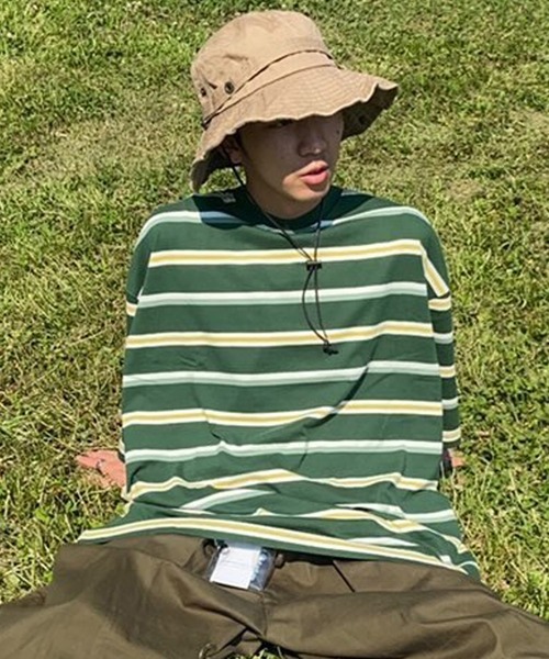 8(eight)(エイト)の「レトロボーダーTシャツ(Tシャツ/カットソー・メンズ・ホワイト系その他/ホワイト系その他2/ネイビー系/サックスブルー/グレイッシュベージュ/グリーン系その他2/ライトグレー/グリーン系その他・X-LARGE/LARGE/MEDIUM)」の6枚目の写真