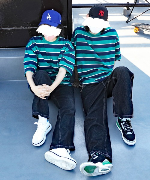 8(eight)(エイト)の「レトロボーダーTシャツ(Tシャツ/カットソー・メンズ・ホワイト系その他/ホワイト系その他2/ネイビー系/サックスブルー/グレイッシュベージュ/グリーン系その他2/ライトグレー/グリーン系その他・X-LARGE/LARGE/MEDIUM)」の14枚目の写真