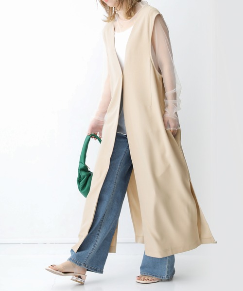 n'OrLABEL（ノアールレーベル）の「【廃盤】『ロングジレ』（ベスト・レディース・ブラック/グレイッシュブルー/ベージュ・FREE）」の3枚目の写真