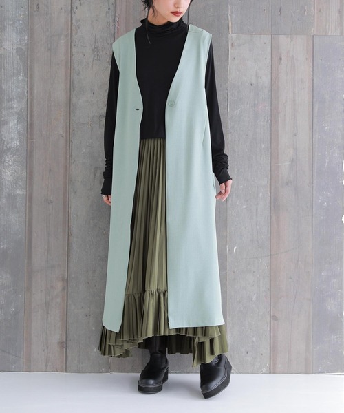 n'OrLABEL（ノアールレーベル）の「【廃盤】『ロングジレ』（ベスト・レディース・ブラック/グレイッシュブルー/ベージュ・FREE）」の4枚目の写真