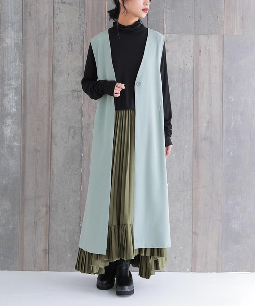 n'OrLABEL（ノアールレーベル）の「【廃盤】『ロングジレ』（ベスト・レディース・ブラック/グレイッシュブルー/ベージュ・FREE）」の5枚目の写真