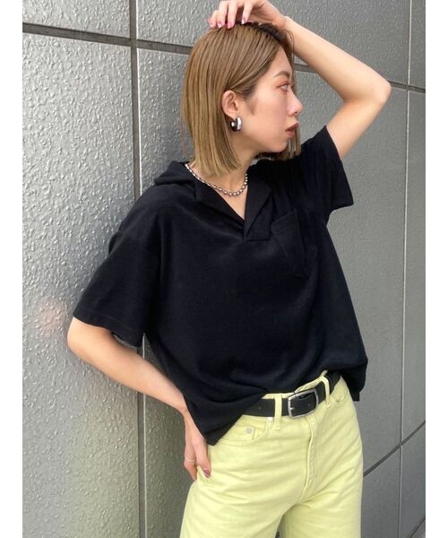 EMODA（エモダ）の「テリーポロTシャツ（ポロシャツ・レディース・ブラック/イエロー/グリーン/その他・FREE）」の2枚目の写真