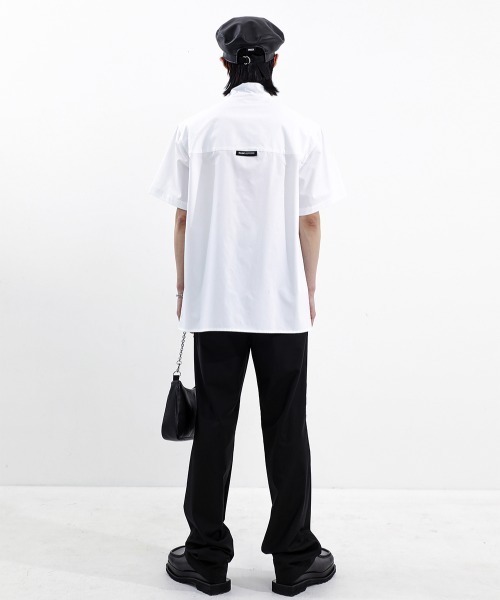 BASIC COTTON(ベーシックコットン)の「A'GEM/9 × .kom『BASIC COTTON/ベーシックコットン』TIE HALF SHIRT/タイハーフ シャツ 半袖(Tシャツ/カットソー・メンズ・ホワイト/ブラック・FREE)」の9枚目の写真