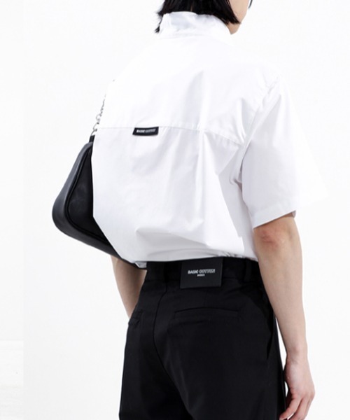 BASIC COTTON(ベーシックコットン)の「A'GEM/9 × .kom『BASIC COTTON/ベーシックコットン』TIE HALF SHIRT/タイハーフ シャツ 半袖(Tシャツ/カットソー・メンズ・ホワイト/ブラック・FREE)」の5枚目の写真