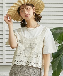 花モチーフクロシェキャミ