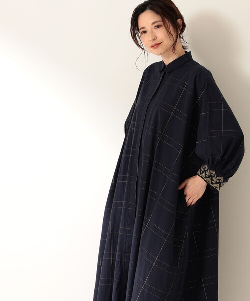 NE QUITTEZ PAS!(ヌキテパ)の「ne Quittez pas / ヌキテパ チェック エンブロイダリー シャツワンピース(ワンピース・レディース・ネイビー・ONE SIZE)」の8枚目の写真