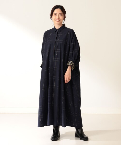 NE QUITTEZ PAS!(ヌキテパ)の「ne Quittez pas / ヌキテパ チェック エンブロイダリー シャツワンピース(ワンピース・レディース・ネイビー・ONE SIZE)」の10枚目の写真