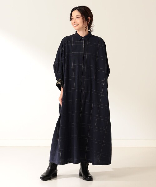 NE QUITTEZ PAS!(ヌキテパ)の「ne Quittez pas / ヌキテパ チェック エンブロイダリー シャツワンピース(ワンピース・レディース・ネイビー・ONE SIZE)」の7枚目の写真