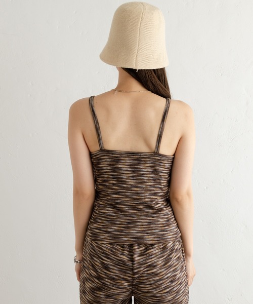 Kastane（カスタネ）の「【SETUP対応】カップ付きグラデボーダージャガードキャミ（キャミソール・レディース・ブラウン/グリーン・FREE）」の3枚目の写真