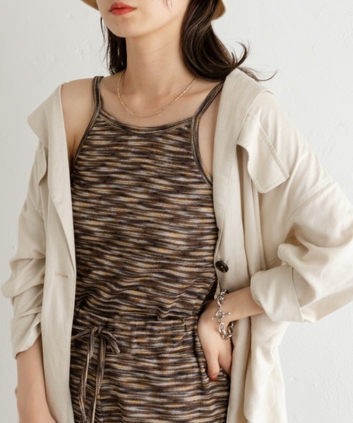 Kastane（カスタネ）の「【SETUP対応】カップ付きグラデボーダージャガードキャミ（キャミソール・レディース・ブラウン/グリーン・FREE）」の8枚目の写真