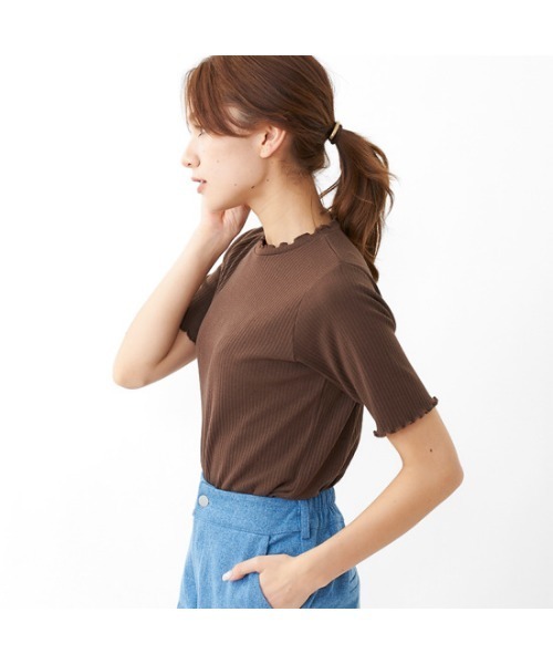 flower(フラワー)の「シンプルメロウトップス(Tシャツ/カットソー・レディース・ブラウン/アイボリー/ベージュ・FREE)」の5枚目の写真
