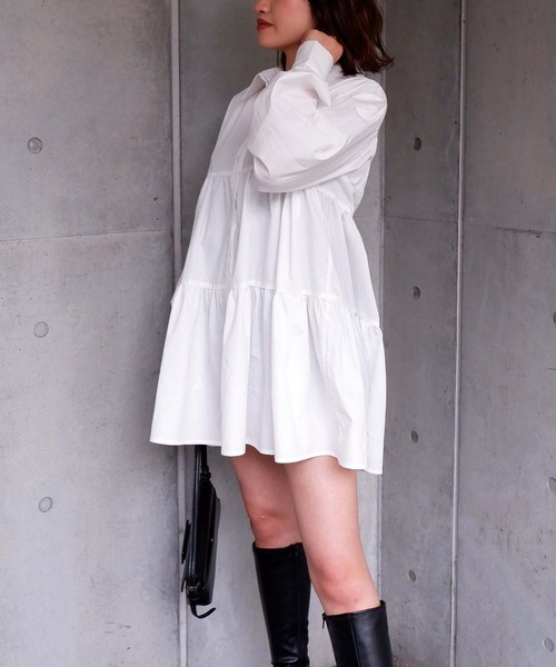 SPIRALGIRL(スパイラルガール)の「ティアードワンピース(ワンピース・レディース・ホワイト/グリーン・FREE)」の2枚目の写真