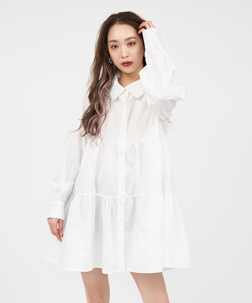 SPIRALGIRL(スパイラルガール)の「ティアードワンピース(ワンピース・レディース・ホワイト/グリーン・FREE)」の11枚目の写真