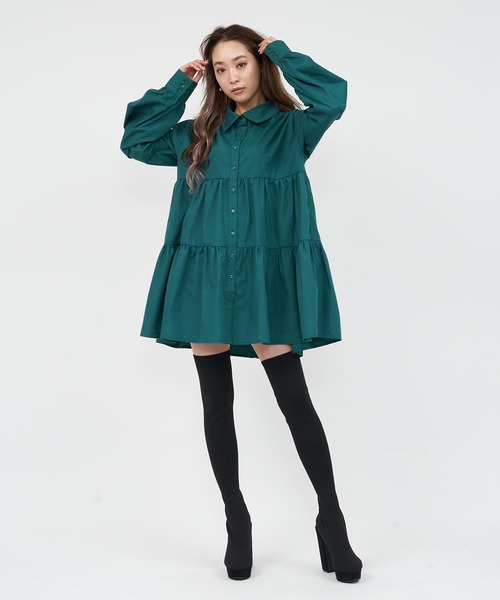 SPIRALGIRL(スパイラルガール)の「ティアードワンピース(ワンピース・レディース・ホワイト/グリーン・FREE)」の12枚目の写真