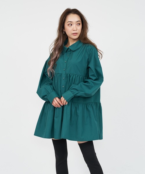 SPIRALGIRL(スパイラルガール)の「ティアードワンピース(ワンピース・レディース・ホワイト/グリーン・FREE)」の13枚目の写真