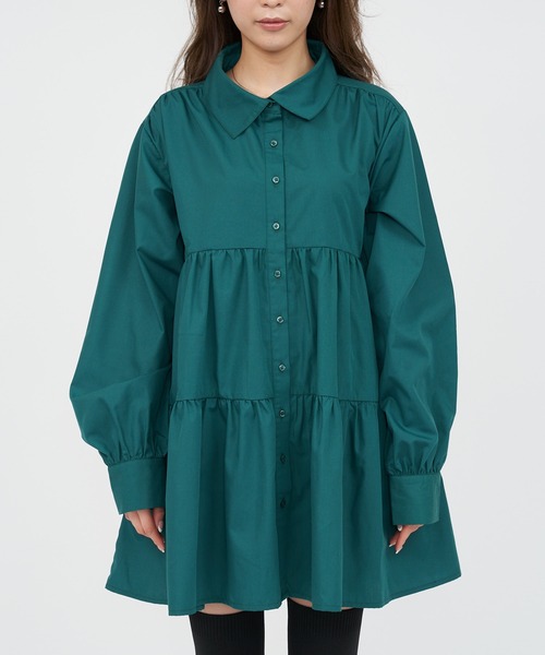 SPIRALGIRL(スパイラルガール)の「ティアードワンピース(ワンピース・レディース・ホワイト/グリーン・FREE)」の14枚目の写真