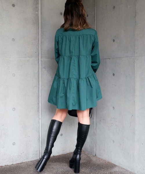 SPIRALGIRL(スパイラルガール)の「ティアードワンピース(ワンピース・レディース・ホワイト/グリーン・FREE)」の3枚目の写真