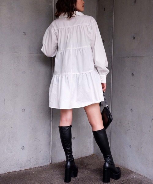 SPIRALGIRL(スパイラルガール)の「ティアードワンピース(ワンピース・レディース・ホワイト/グリーン・FREE)」の6枚目の写真