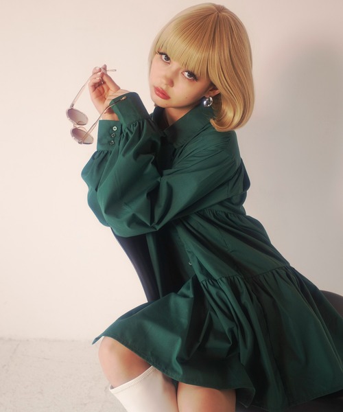 SPIRALGIRL(スパイラルガール)の「ティアードワンピース(ワンピース・レディース・ホワイト/グリーン・FREE)」の21枚目の写真