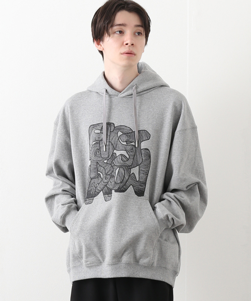 FIRST DOWN(ファーストダウン)の「【FIRST DOWN / ファーストダウン】 HOODED SWEAT BY E-WAX STUDIO(パーカー・メンズ・チャコールグレー/ブラック・LARGE/MEDIUM)」の2枚目の写真