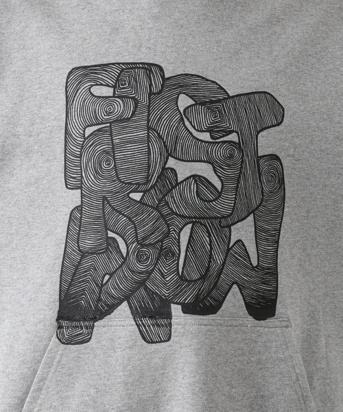 FIRST DOWN(ファーストダウン)の「【FIRST DOWN / ファーストダウン】 HOODED SWEAT BY E-WAX STUDIO(パーカー・メンズ・チャコールグレー/ブラック・LARGE/MEDIUM)」の13枚目の写真