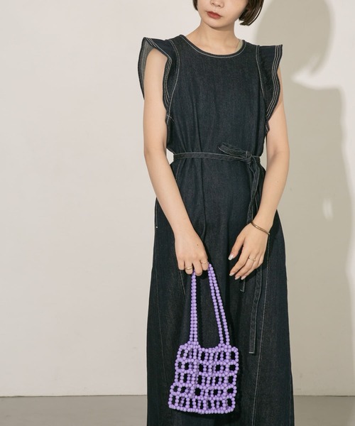 KBF（ケイビーエフ）の「スクエアビーズBAG（ハンドバッグ・レディース・パープル/ホワイト・ONE）」の7枚目の写真