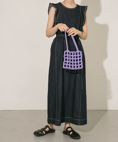 KBF（ケイビーエフ）の「スクエアビーズBAG（ハンドバッグ・レディース・パープル/ホワイト・ONE）」の8枚目の写真