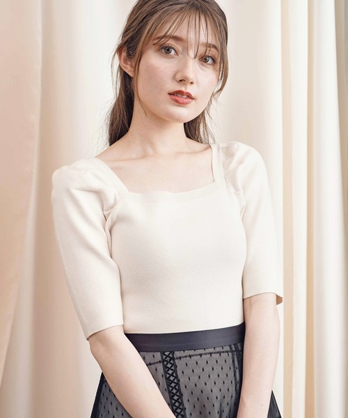 NOELA（ノエラ）の「ウォッシャブルパワショルニット（ニット/セーター・レディース・ブラック/オフホワイト/イエロー/ボルドー/モカ・フリー）」の2枚目の写真