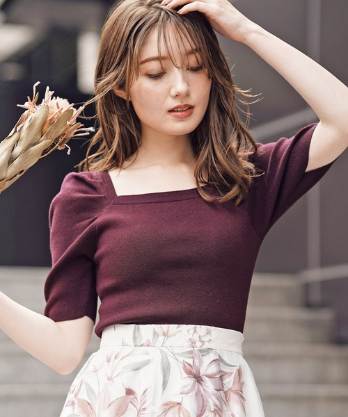 NOELA（ノエラ）の「ウォッシャブルパワショルニット（ニット/セーター・レディース・ブラック/オフホワイト/イエロー/ボルドー/モカ・フリー）」の5枚目の写真