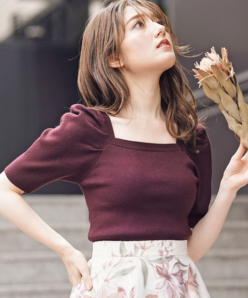 NOELA（ノエラ）の「ウォッシャブルパワショルニット（ニット/セーター・レディース・ブラック/オフホワイト/イエロー/ボルドー/モカ・フリー）」の6枚目の写真