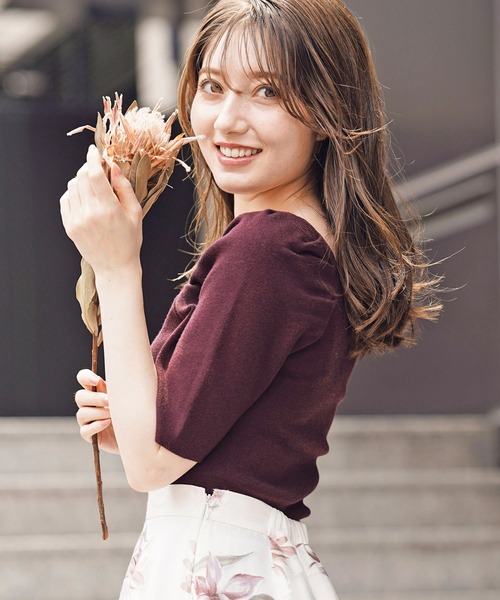 NOELA（ノエラ）の「ウォッシャブルパワショルニット（ニット/セーター・レディース・ブラック/オフホワイト/イエロー/ボルドー/モカ・フリー）」の7枚目の写真