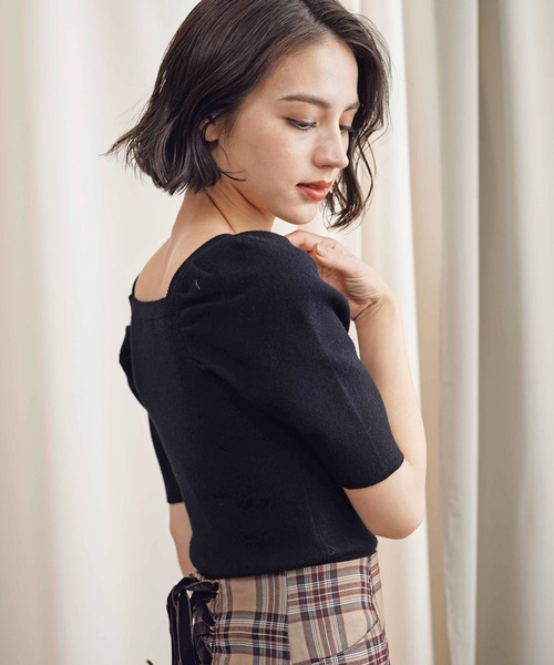 NOELA（ノエラ）の「ウォッシャブルパワショルニット（ニット/セーター・レディース・ブラック/オフホワイト/イエロー/ボルドー/モカ・フリー）」の12枚目の写真