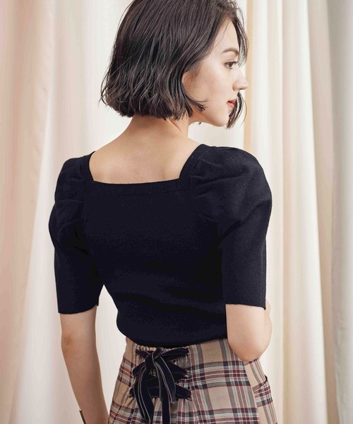 NOELA（ノエラ）の「ウォッシャブルパワショルニット（ニット/セーター・レディース・ブラック/オフホワイト/イエロー/ボルドー/モカ・フリー）」の13枚目の写真