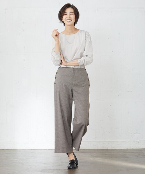 J.PRESS（ジェイプレス）の「【洗える】Mixツイードチェック  セミワイド パンツ（その他パンツ・レディース・ライトグレー系3/ブラウン系3・T13/T15/T17）」の5枚目の写真
