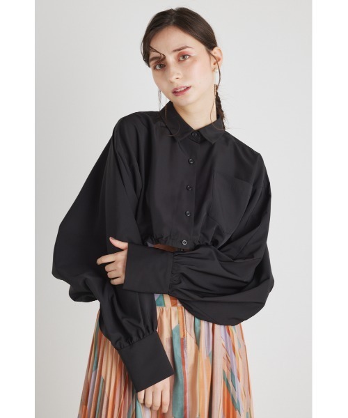 rienda（リエンダ）の「クロップドミリタリーシャツトップス（シャツ/ブラウス・レディース・ブラック/カーキ/アイボリー・FREE）」の5枚目の写真