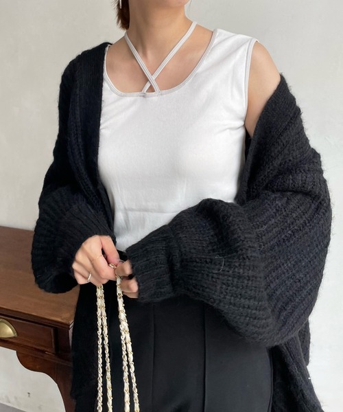 DouDou（ドゥドゥ）の「AW 配色2WAYタンク（タンクトップ・レディース・ブラック/ベージュ/オフホワイト・FREE）」の2枚目の写真