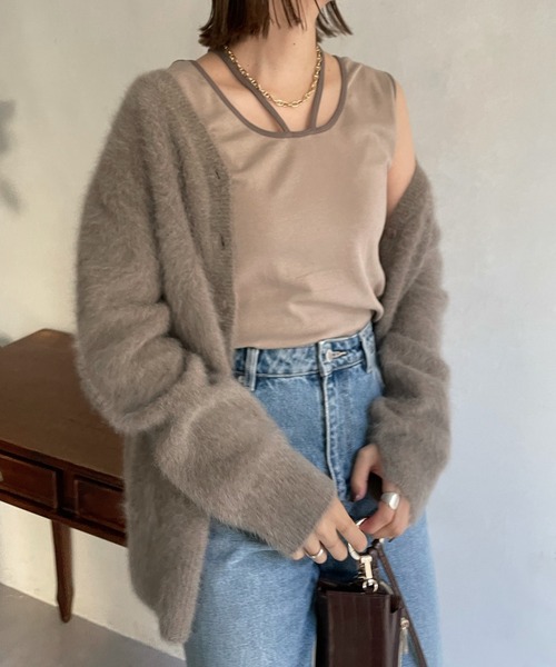 DouDou（ドゥドゥ）の「AW 配色2WAYタンク（タンクトップ・レディース・ブラック/ベージュ/オフホワイト・FREE）」の5枚目の写真