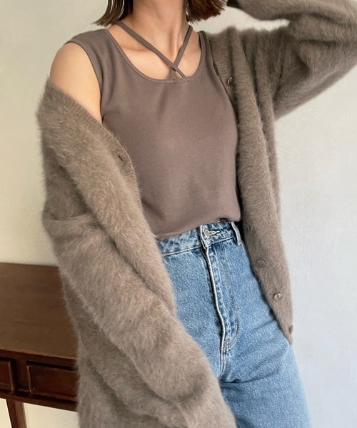 DouDou（ドゥドゥ）の「AW 配色2WAYタンク（タンクトップ・レディース・ブラック/ベージュ/オフホワイト・FREE）」の8枚目の写真