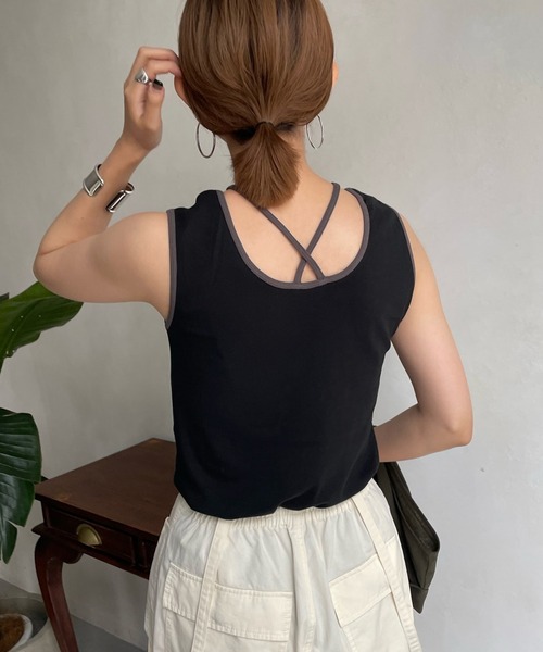 DouDou（ドゥドゥ）の「AW 配色2WAYタンク（タンクトップ・レディース・ブラック/ベージュ/オフホワイト・FREE）」の13枚目の写真