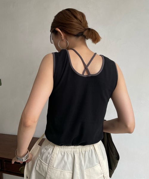 DouDou（ドゥドゥ）の「AW 配色2WAYタンク（タンクトップ・レディース・ブラック/ベージュ/オフホワイト・FREE）」の14枚目の写真